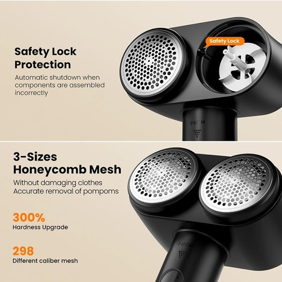 NEW Dual Head Electric Lint Remover Fabric Shaver, Pink - Picture 5 of 14